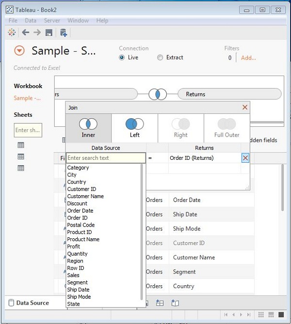 Tableau 数据连接